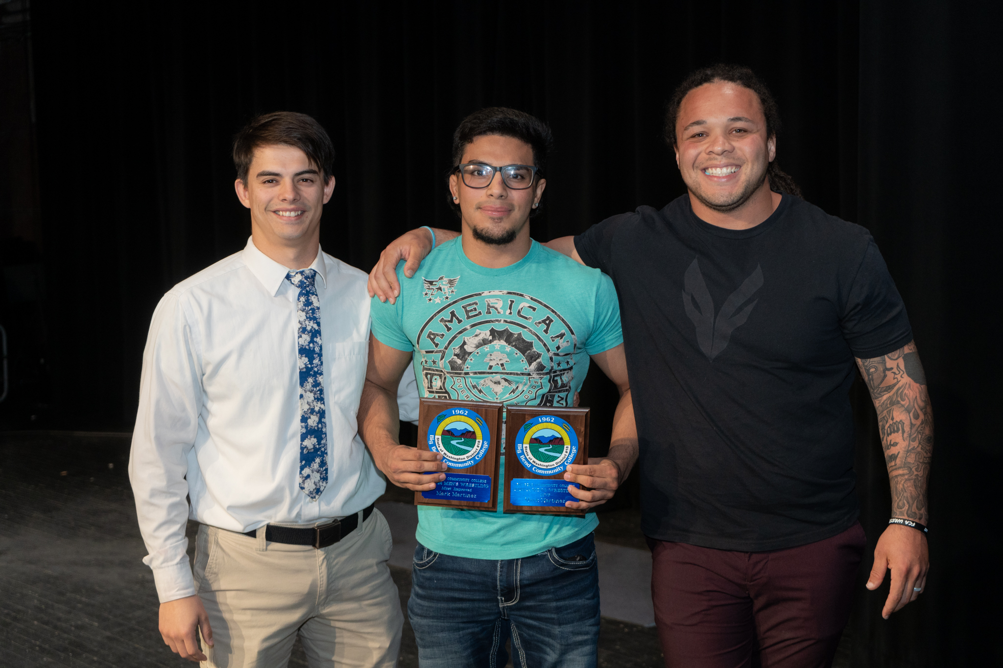 Assistant Coach Spencer Humpherys, Mark Martinez, and Head Coach Daviaire Dickerson