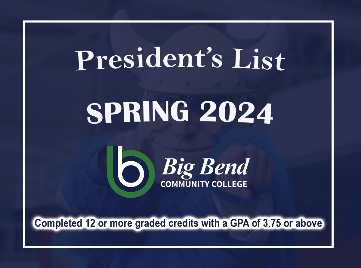 Spring 2024 President's List - Big Bend Community College Image