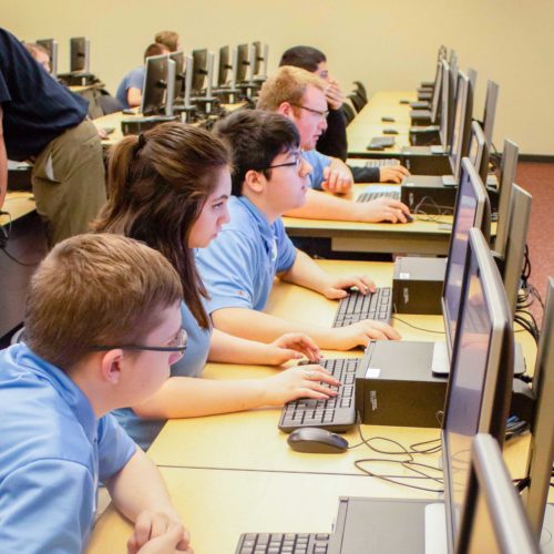 Students programming at challenge event-2 Students programming at challenge event